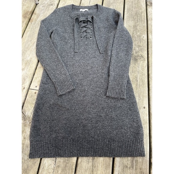 Madewell Sweaters - Madewell 100% Merino Wool Lace Up Sweater‎ Dress in Gray XS